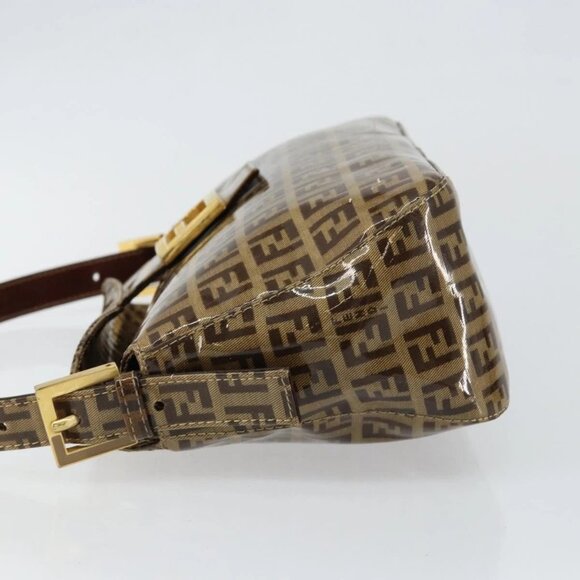 FENDI Zucchino Canvas Mamma Baguette Shoulder Bag Beige Gold Auth ep11341 - Picture 7 of 16